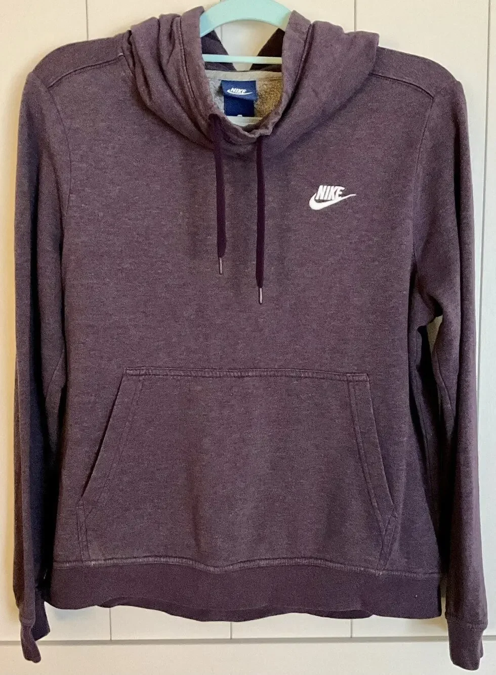 Nike Hoodie Womens Medium Purple Pullover Sweater Funnel Neck Embroidered Swoosh